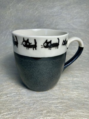 Tas Mug zwart met poezen. 